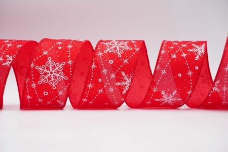 Glitter Snowflakes Wired Ribbon_KF7294GC-7-7_red